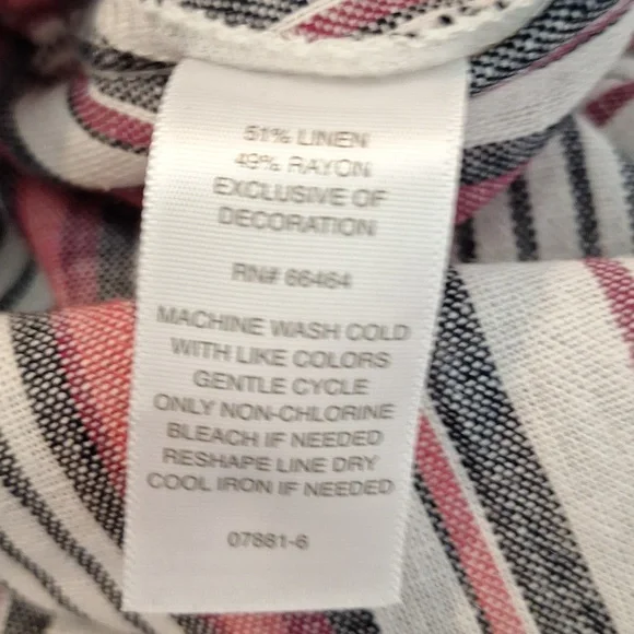 Linen Midi Dress, Striped, Sleeveless, Flared Skirting, Tie Belt, NWOT - Picture 10 of 13